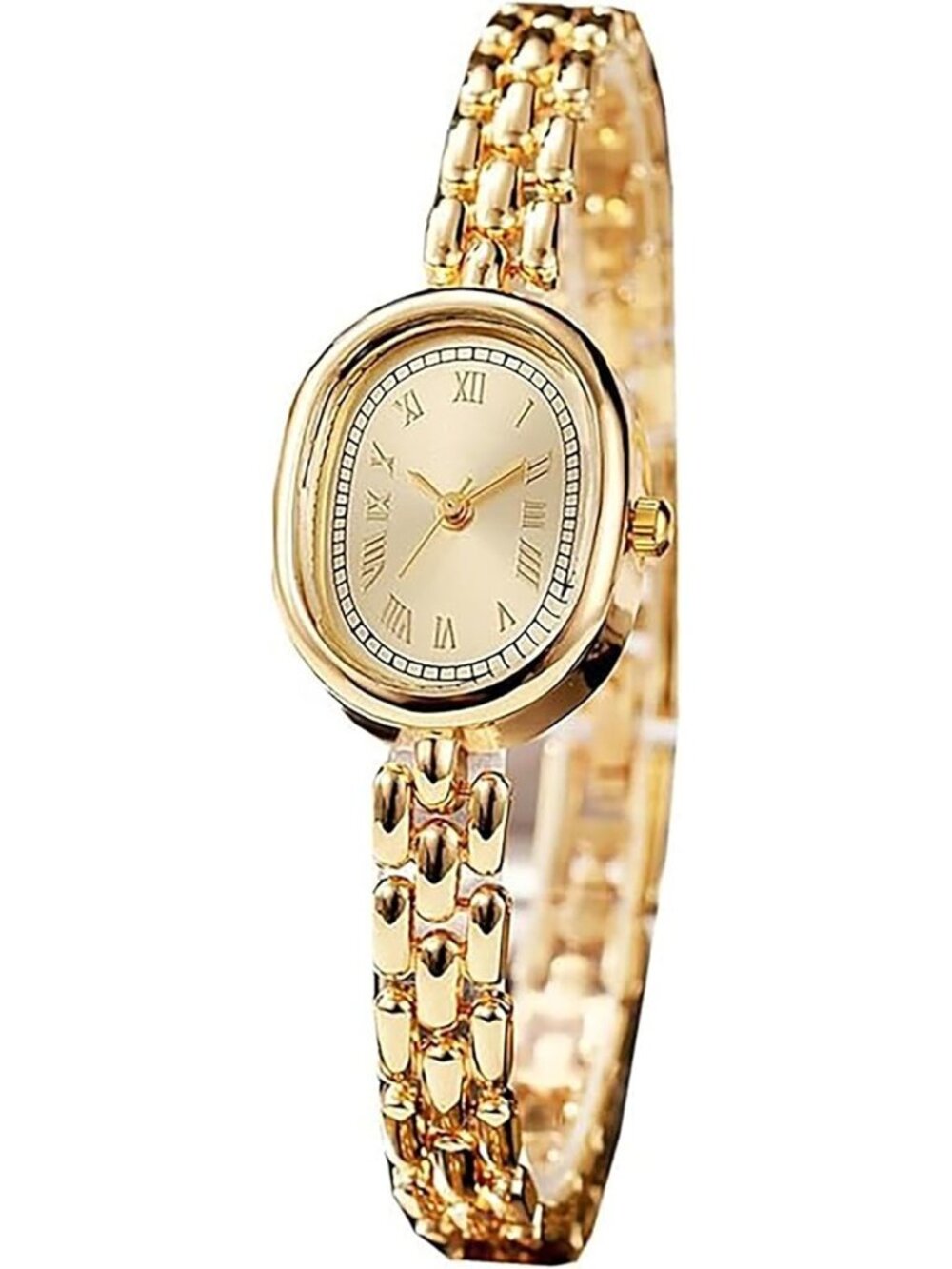 Women’s Gold Vintage Oval Elegant Bracelet Analog Dress Buckle Wristwatch